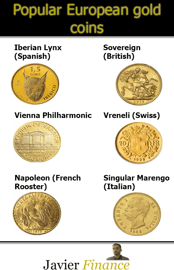 infographic european gold coins